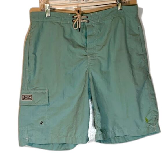 Polo Ralph Lauren Swim Trunks M Men’s Turquoise Blue Cargo Tropicalcore Beach - Picture 2 of 7
